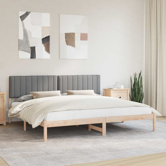 Letto con Testiera Rivestita Grigio chiaro 200 x 200 cm | homemem39