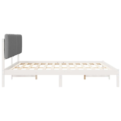 Letto con Testiera Rivestita Grigio chiaro 200 x 200 cm | homemem39