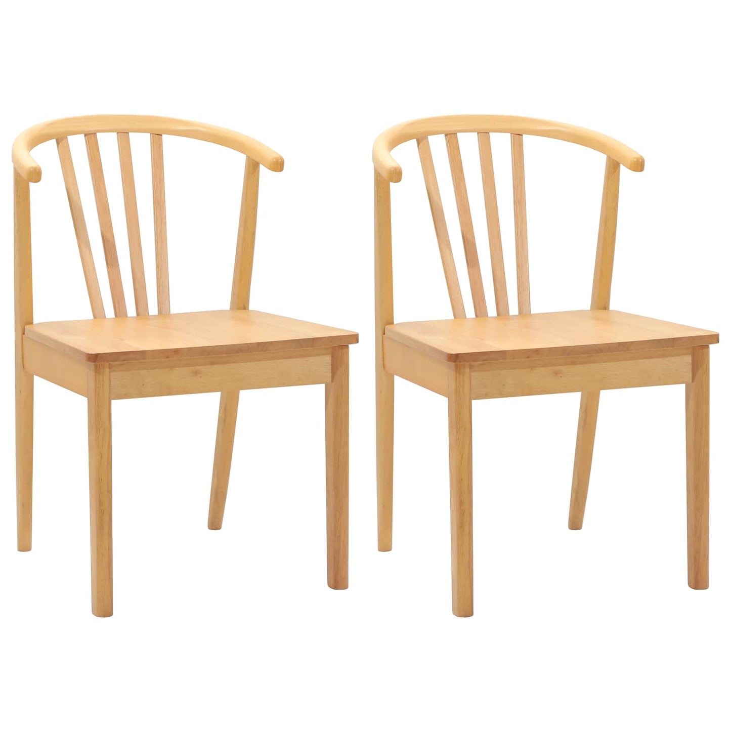 Sedia da pranzo 2 pcs Naturale Legno di gomma massiccio