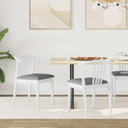 Sedia da pranzo 2 pcs Bianco e Grigio Legno di gomma massiccio