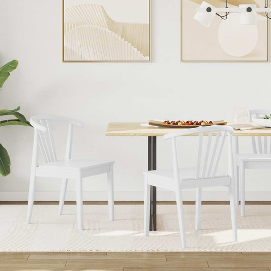 Sedia da pranzo 2 pcs Bianco Legno di gomma massiccio | homemem39
