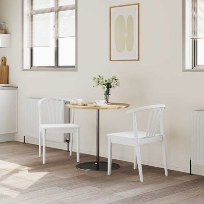 Sedia da pranzo 2 pcs Bianco Legno di gomma massiccio