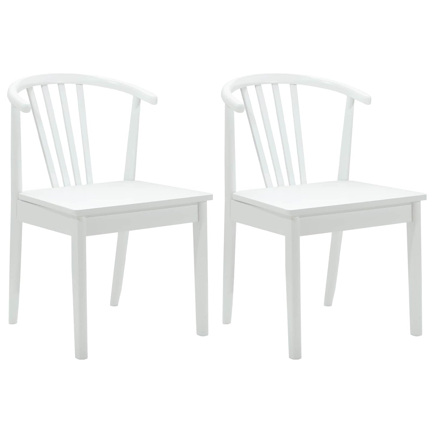 Sedia da pranzo 2 pcs Bianco Legno di gomma massiccio