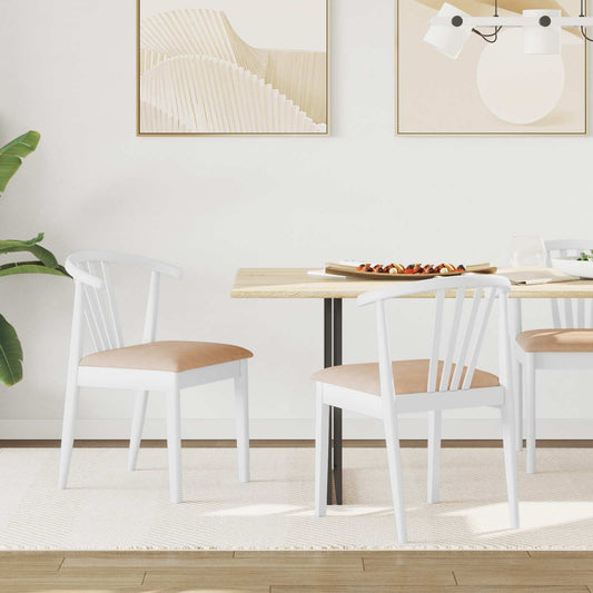 Sedia da pranzo 2 pcs Bianco e marrone Legno di gomma massiccio | homemem39