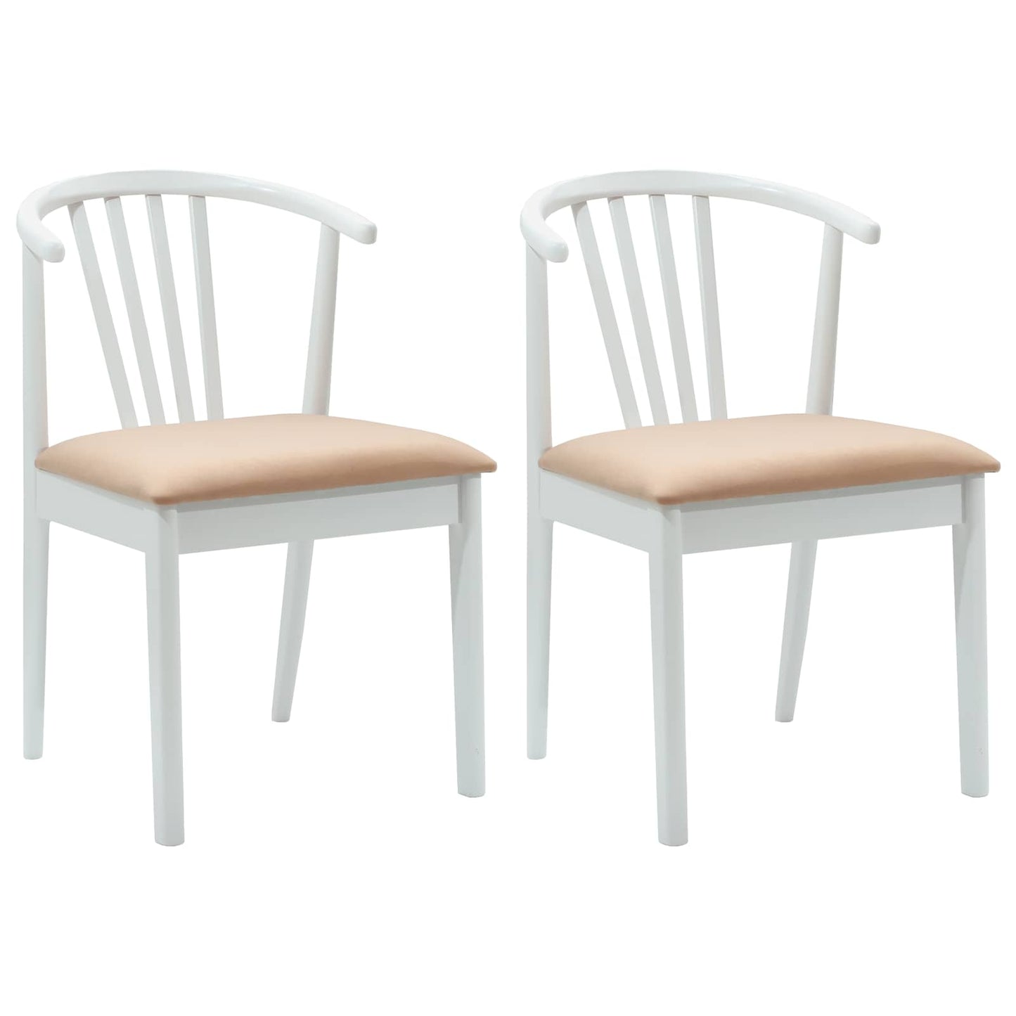Sedia da pranzo 2 pcs Bianco e marrone Legno di gomma massiccio