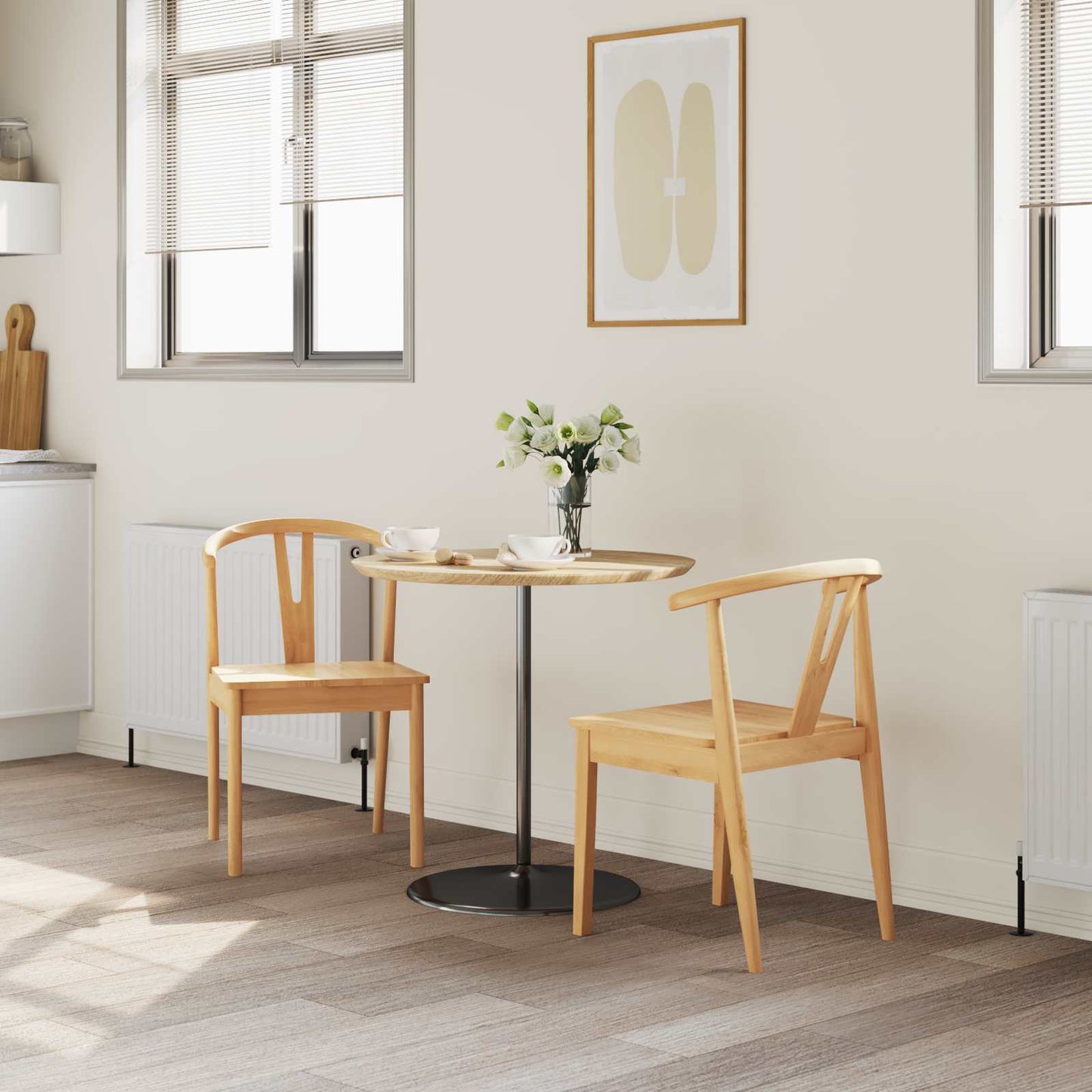 Sedia da pranzo 2 pcs Naturale Legno di gomma solido