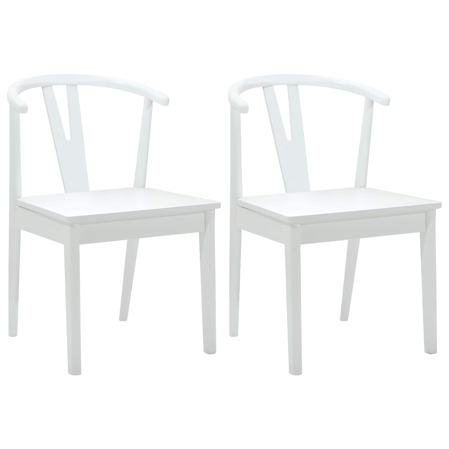 Sedia da pranzo 2 pcs Bianco e Bianco Legno di gomma solido