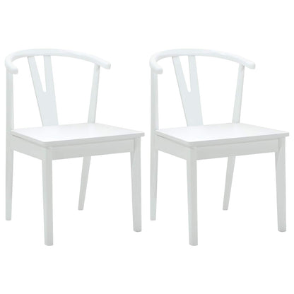 Sedia da pranzo 2 pcs Bianco e Bianco Legno di gomma solido