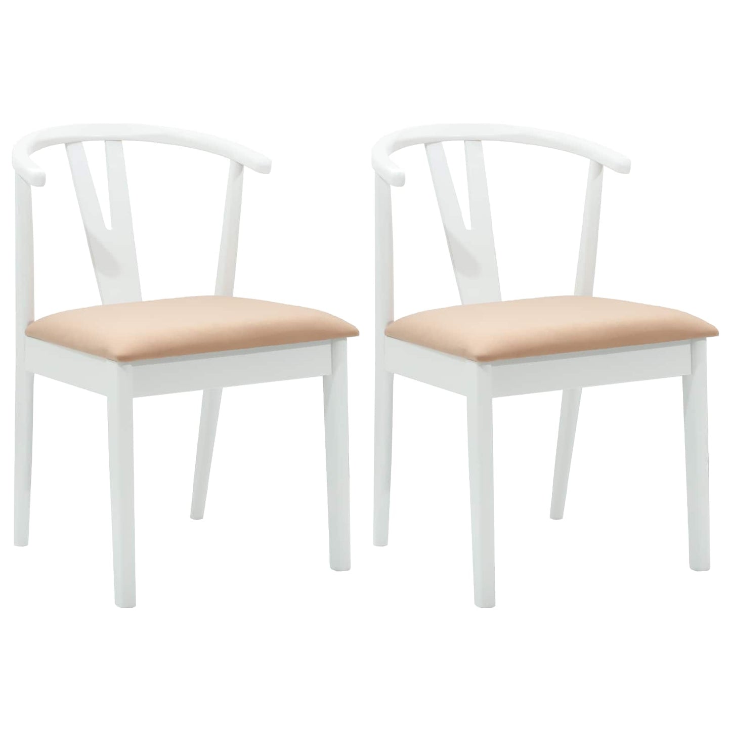 Sedia da pranzo 2 pcs Bianco e marrone Legno di gomma solido