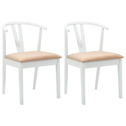 Sedia da pranzo 2 pcs Bianco e marrone Legno di gomma solido
