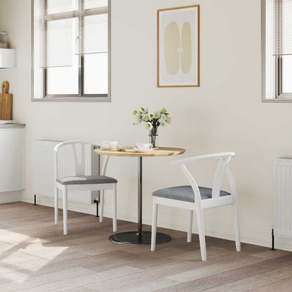 Sedia da pranzo 2 pcs Bianco e Grigio Legno di gomma solido