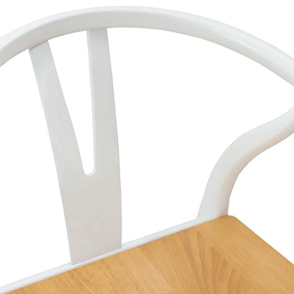 Sedia da pranzo 2 pz Legno di gomma solido Bianco e Naturale