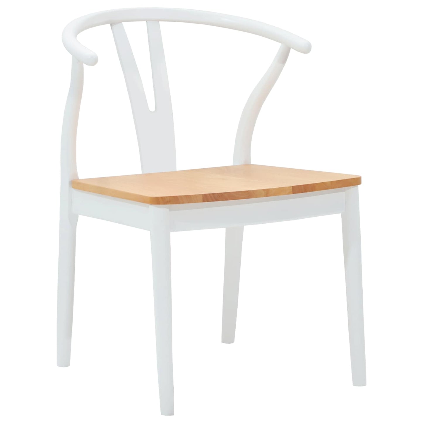 Sedia da pranzo 2 pz Legno di gomma solido Bianco e Naturale