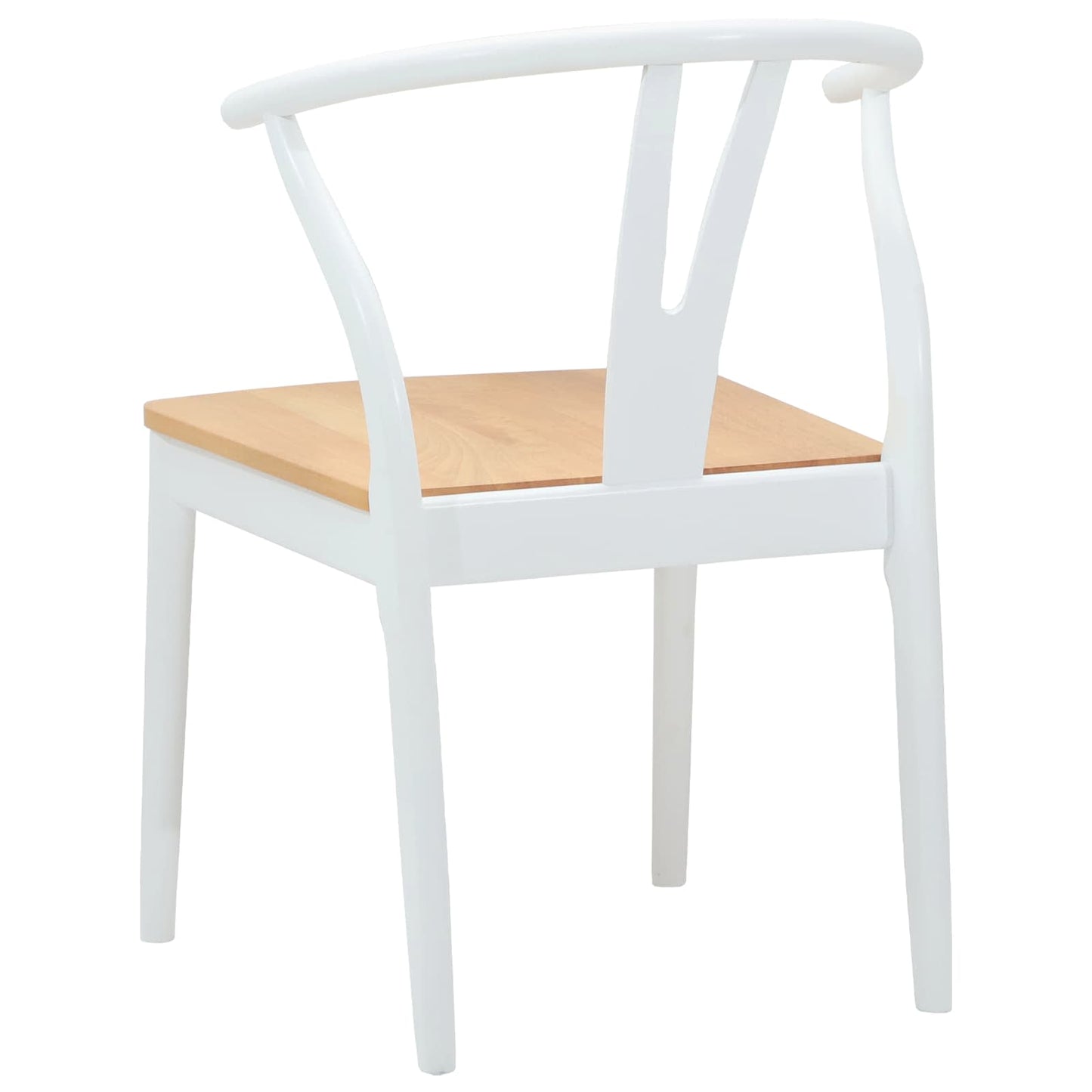 Sedia da pranzo 2 pz Legno di gomma solido Bianco e Naturale