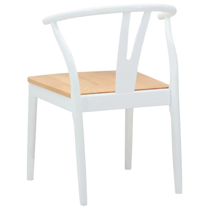 Sedia da pranzo 2 pz Legno di gomma solido Bianco e Naturale