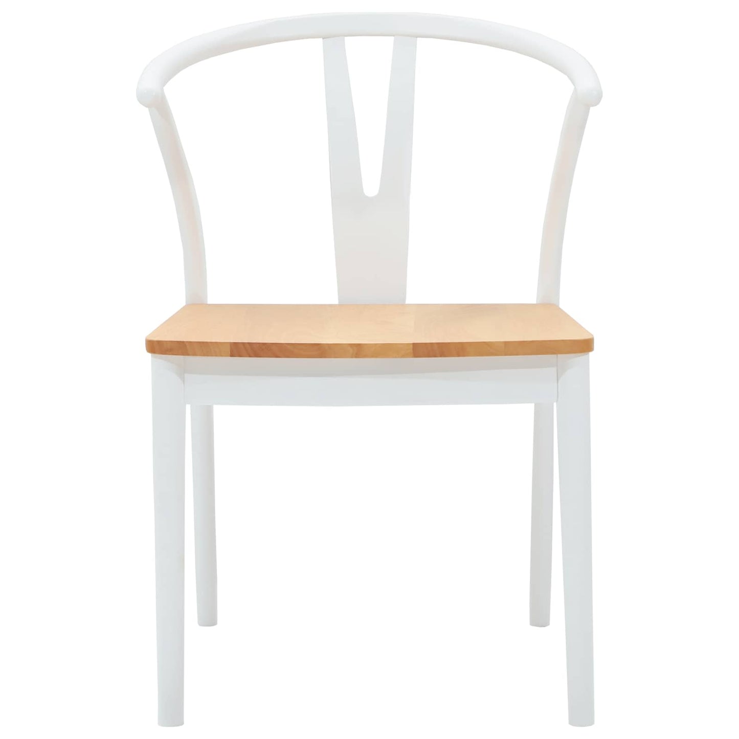 Sedia da pranzo 2 pz Legno di gomma solido Bianco e Naturale