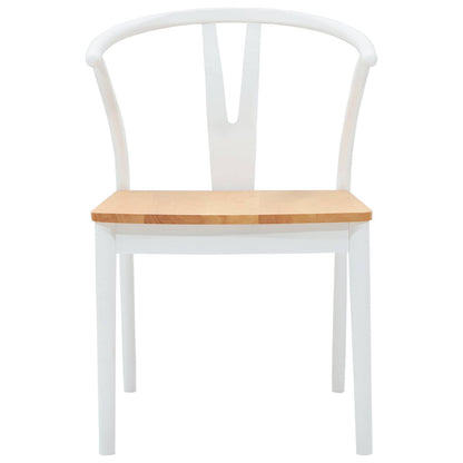 Sedia da pranzo 2 pz Legno di gomma solido Bianco e Naturale