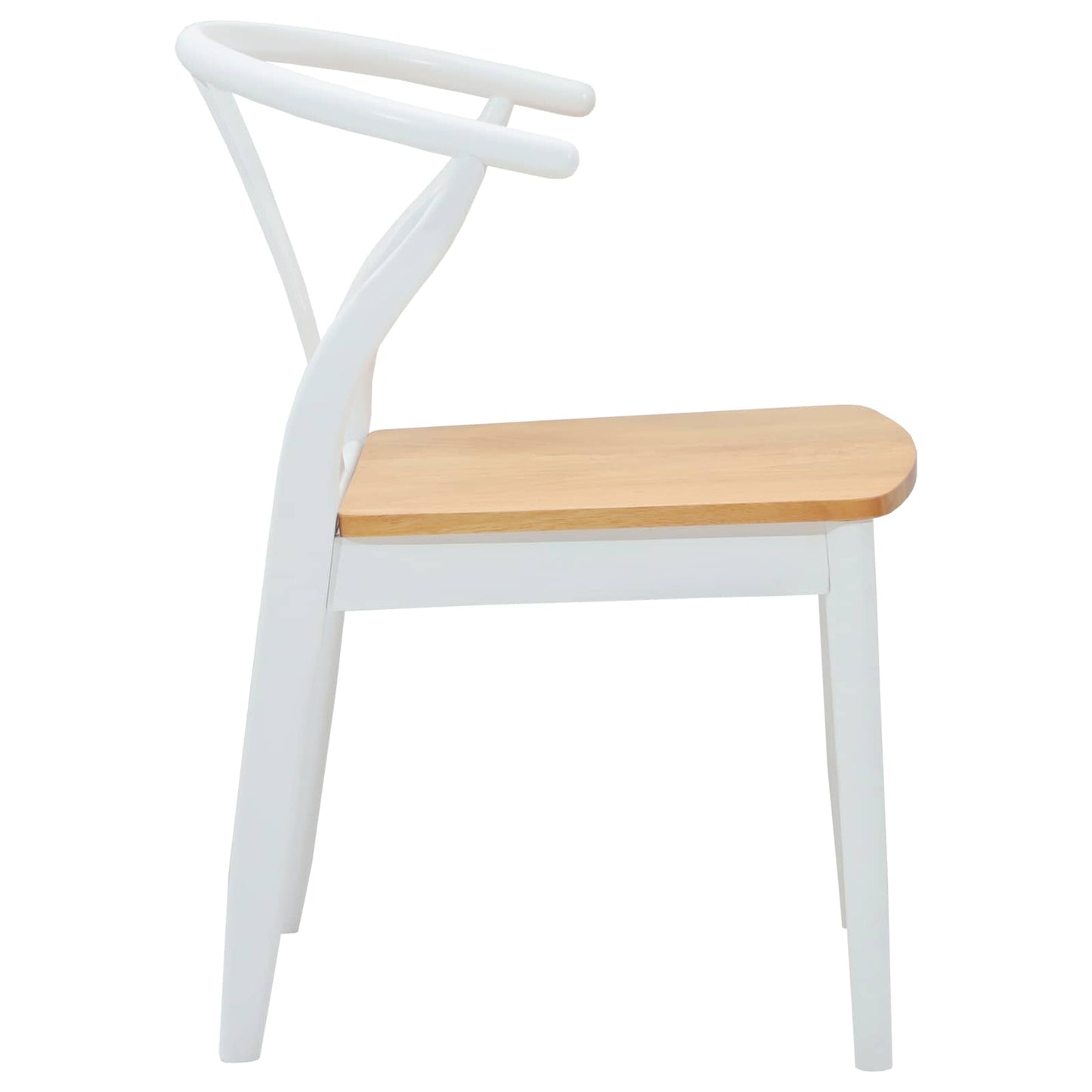 Sedia da pranzo 2 pz Legno di gomma solido Bianco e Naturale