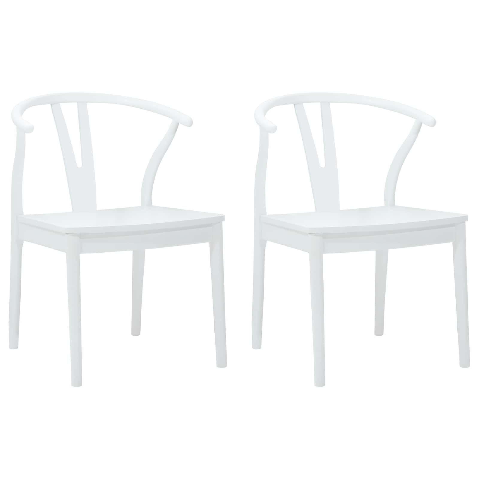 Sedia da pranzo 2 pcs Bianco e Bianco Legno di gomma solido | homemem39