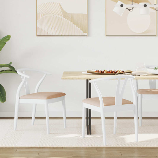 Sedia da pranzo 2 pcs Bianco e marrone Legno di gomma solido | homemem39