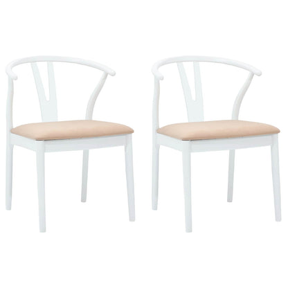 Sedia da pranzo 2 pcs Bianco e marrone Legno di gomma solido