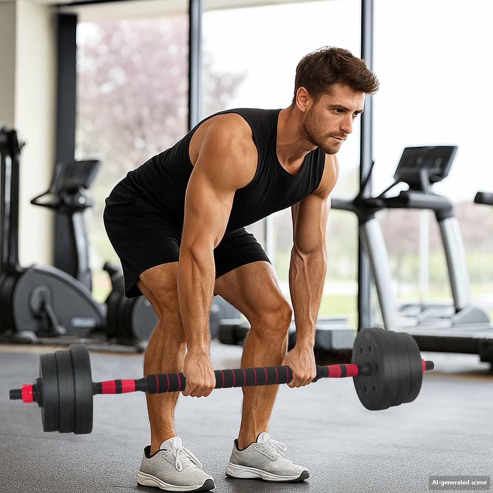 Set di manubri 4-in-1 20 kg Nero e Rosso | homemem39