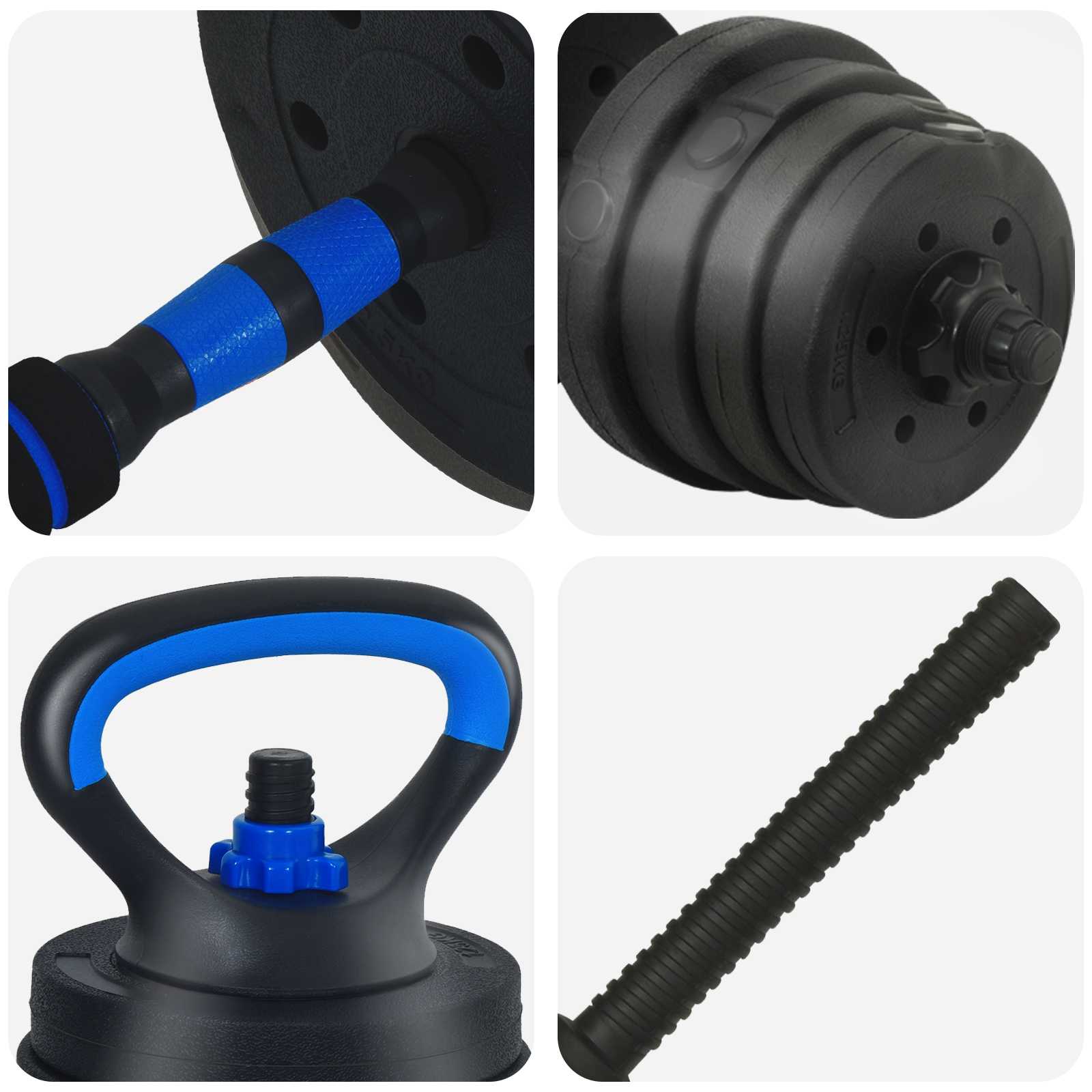 Set di manubri 4-in-1 30 kg Nero e Blu | homemem39