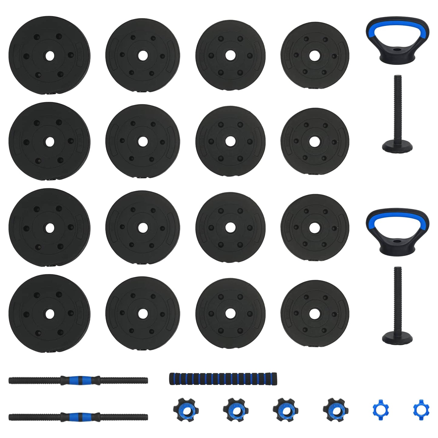 Set di manubri 4-in-1 30 kg Nero e Blu | homemem39