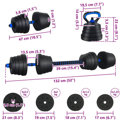 Set di manubri 4-in-1 30 kg Nero e Blu | homemem39