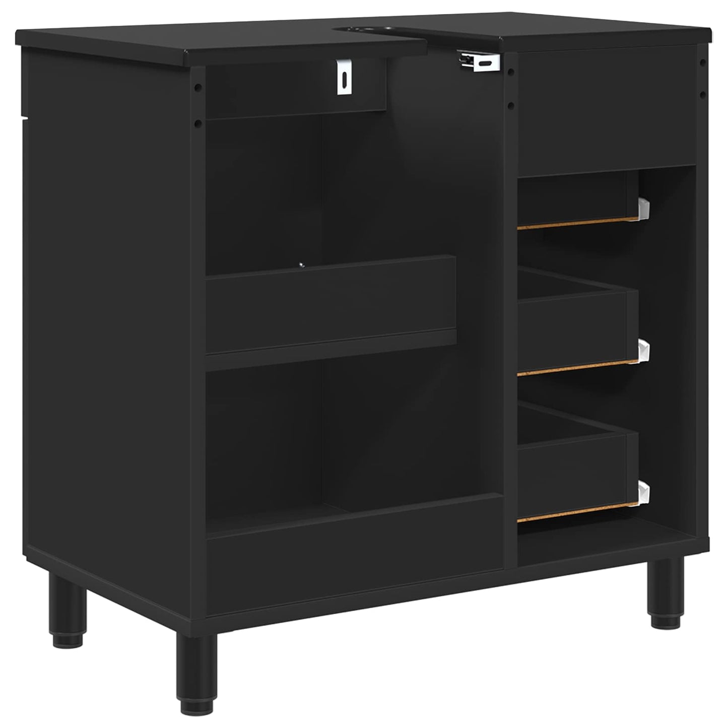 Mobiletto da bagno Nero 60 x 35 x 60 cm Legno ingegnerizzato