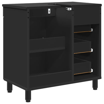 Mobiletto da bagno Nero 60 x 35 x 60 cm Legno ingegnerizzato