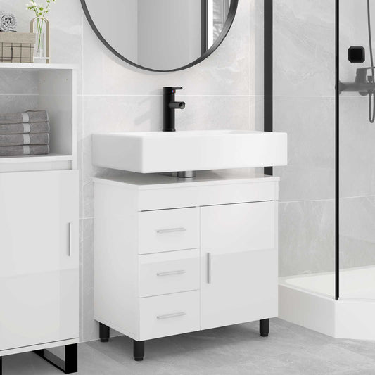 Mobiletto da bagno Bianco Lucido 60 x 35 x 60 cm