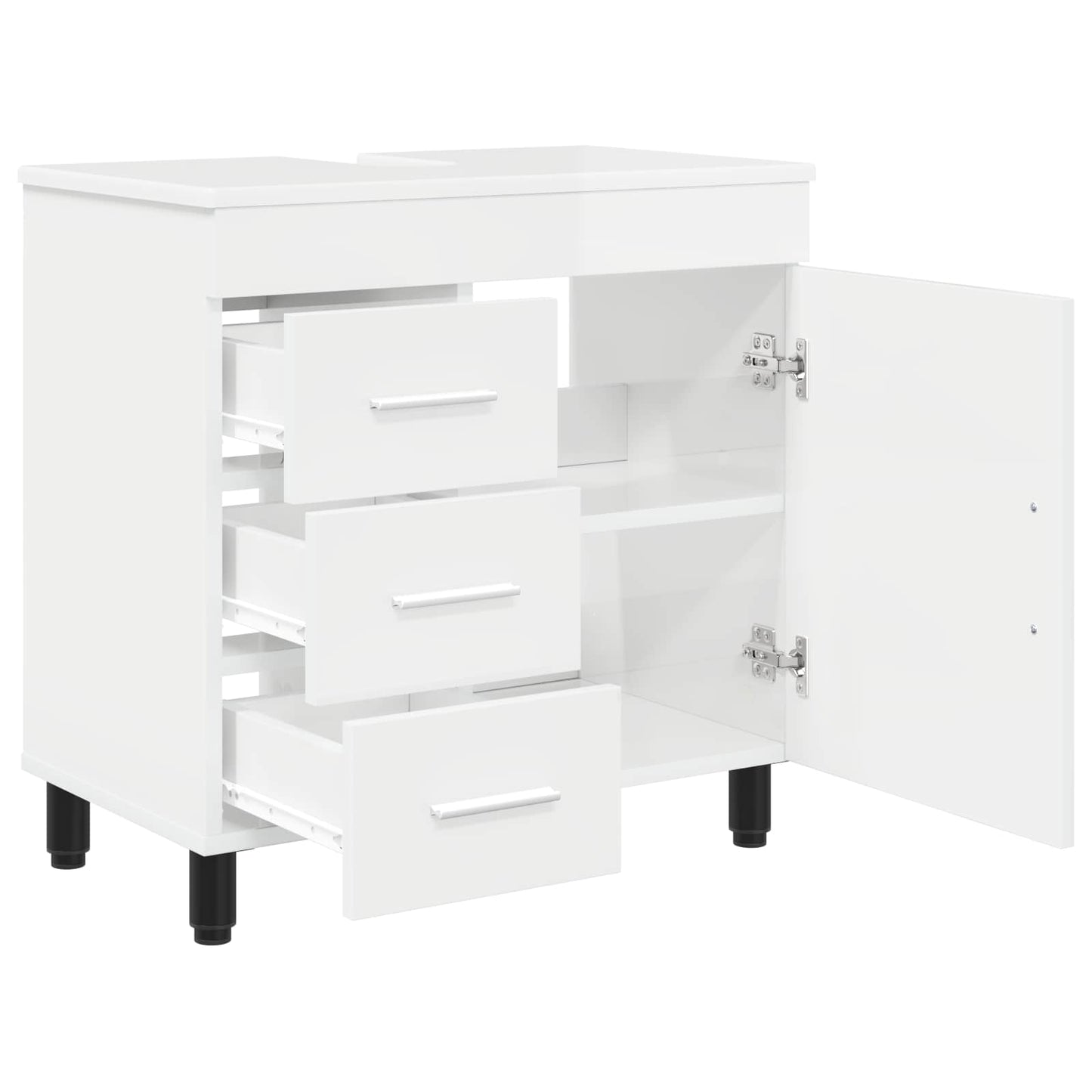 Mobiletto da bagno Bianco Lucido 60 x 35 x 60 cm