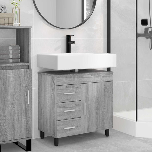 Mobiletto da bagno Sonoma grigio 60 x 35 x 60 cm
