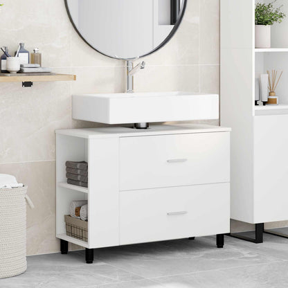 Mobiletto da bagno Bianco 80 x 35 x 60 cm Legno ingegnerizzato