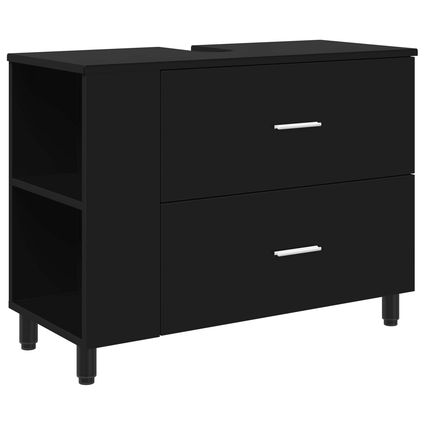 Mobiletto da bagno Nero 80 x 35 x 60 cm Legno ingegnerizzato