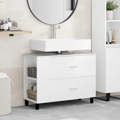 Mobiletto da bagno Bianco Lucido 80 x 35 x 60 cm | homemem39