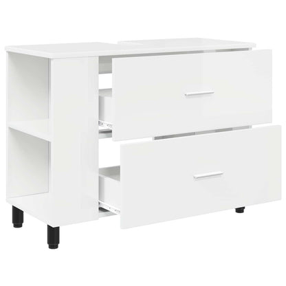 Mobiletto da bagno Bianco Lucido 80 x 35 x 60 cm | homemem39