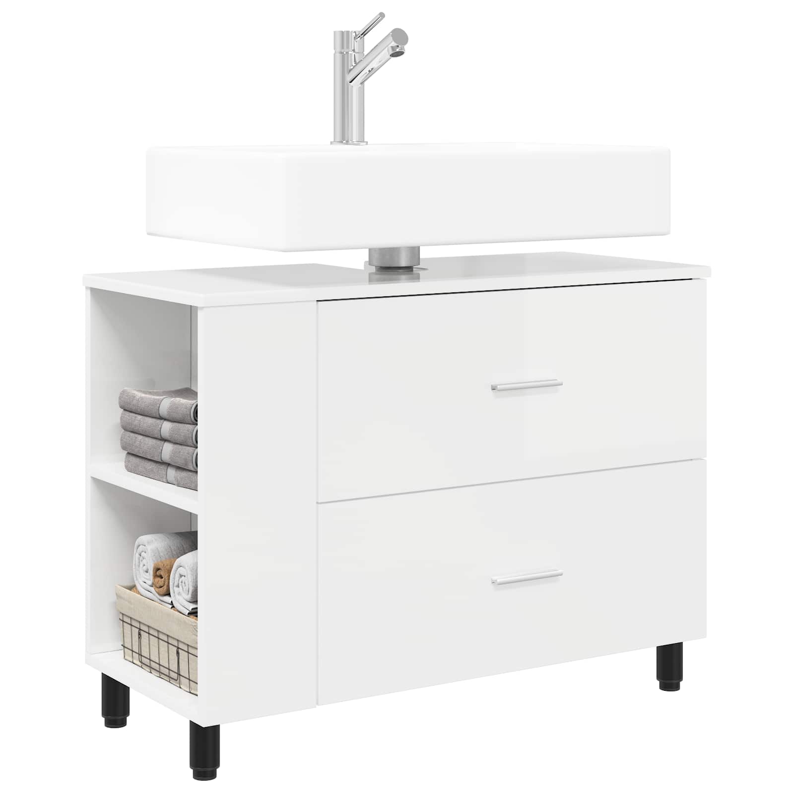 Mobiletto da bagno Bianco Lucido 80 x 35 x 60 cm | homemem39