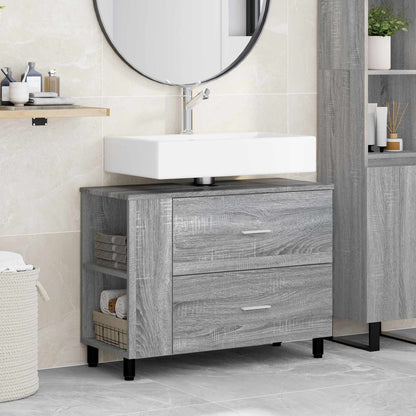 Mobiletto da bagno Sonoma grigio 80 x 35 x 60 cm | homemem39
