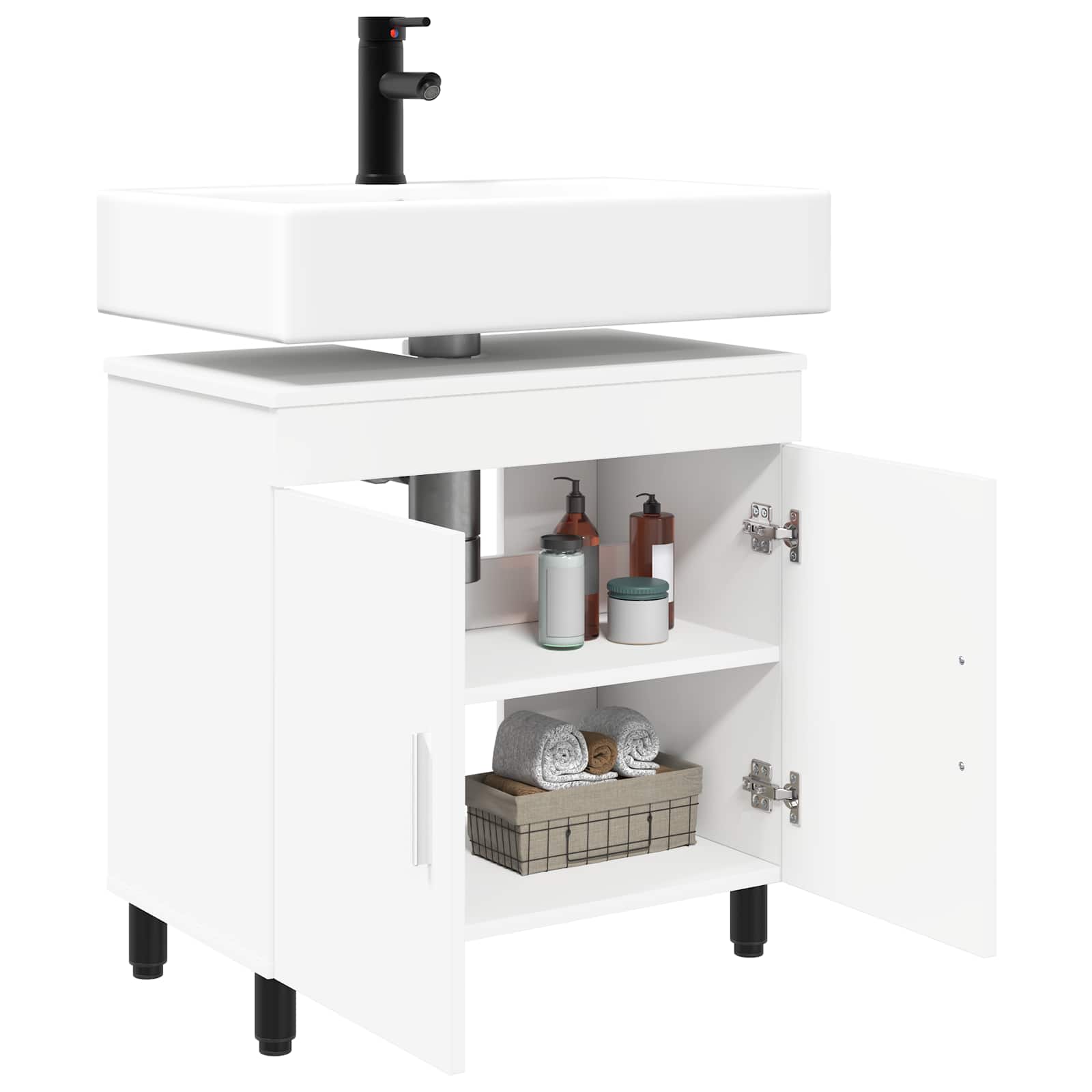 Mobiletto da bagno Bianco 60 x 35 x 60 cm Legno ingegnerizzato | homemem39