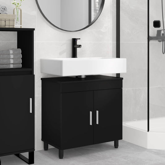 Mobiletto da bagno Nero 60 x 35 x 60 cm Legno ingegnerizzato | homemem39