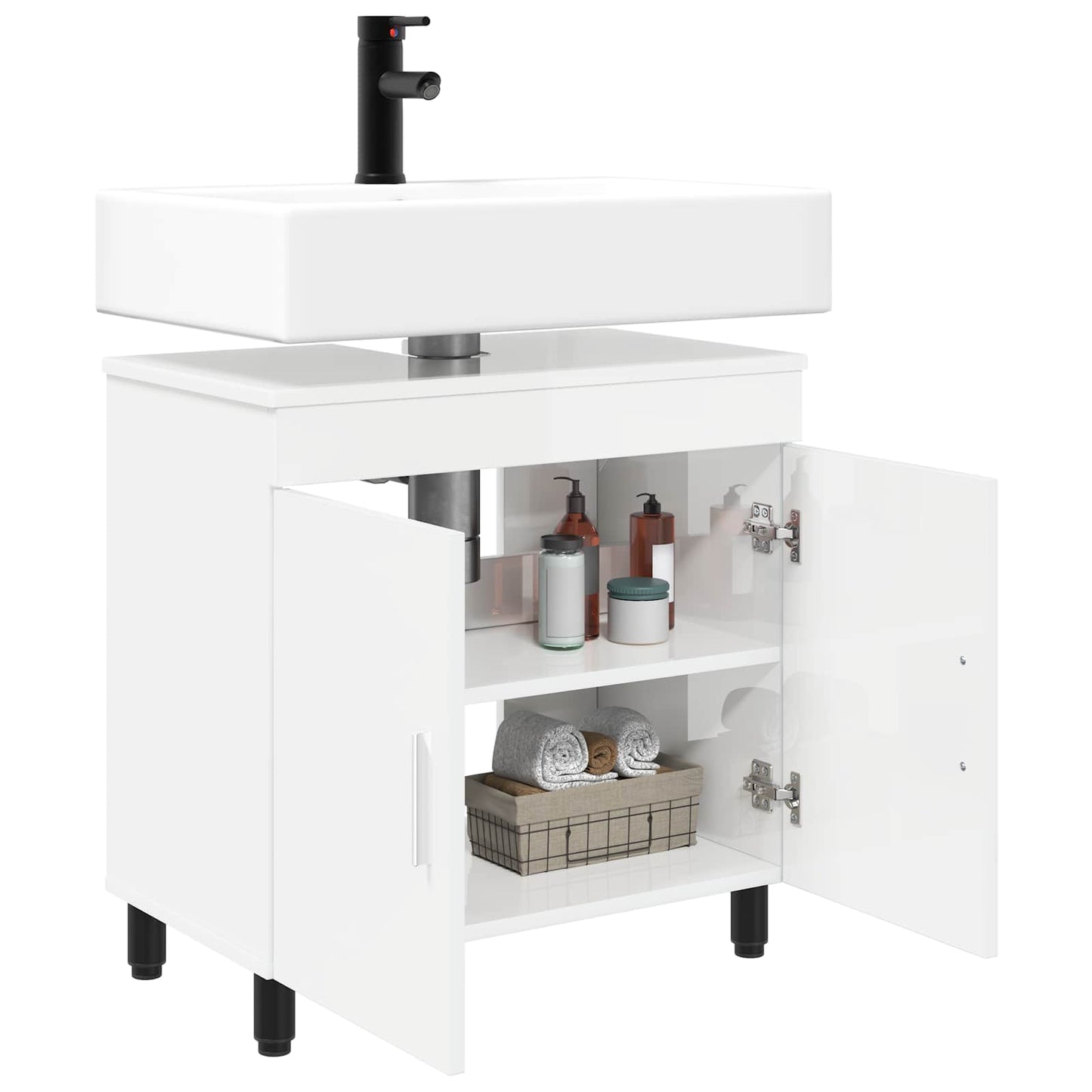 Mobiletto da bagno Bianco Lucido 60 x 35 x 60 cm | homemem39