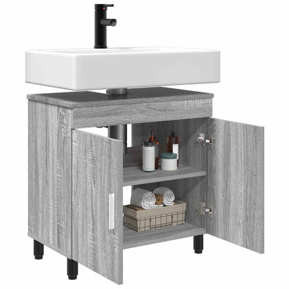 Mobiletto da bagno Sonoma grigio 60 x 35 x 60 cm