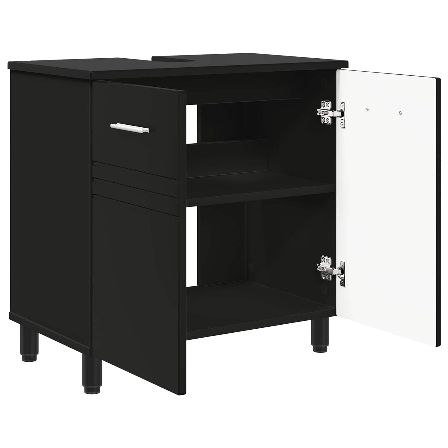 Mobiletto da bagno Nero 60 x 35 x 60 cm Legno ingegnerizzato | homemem39