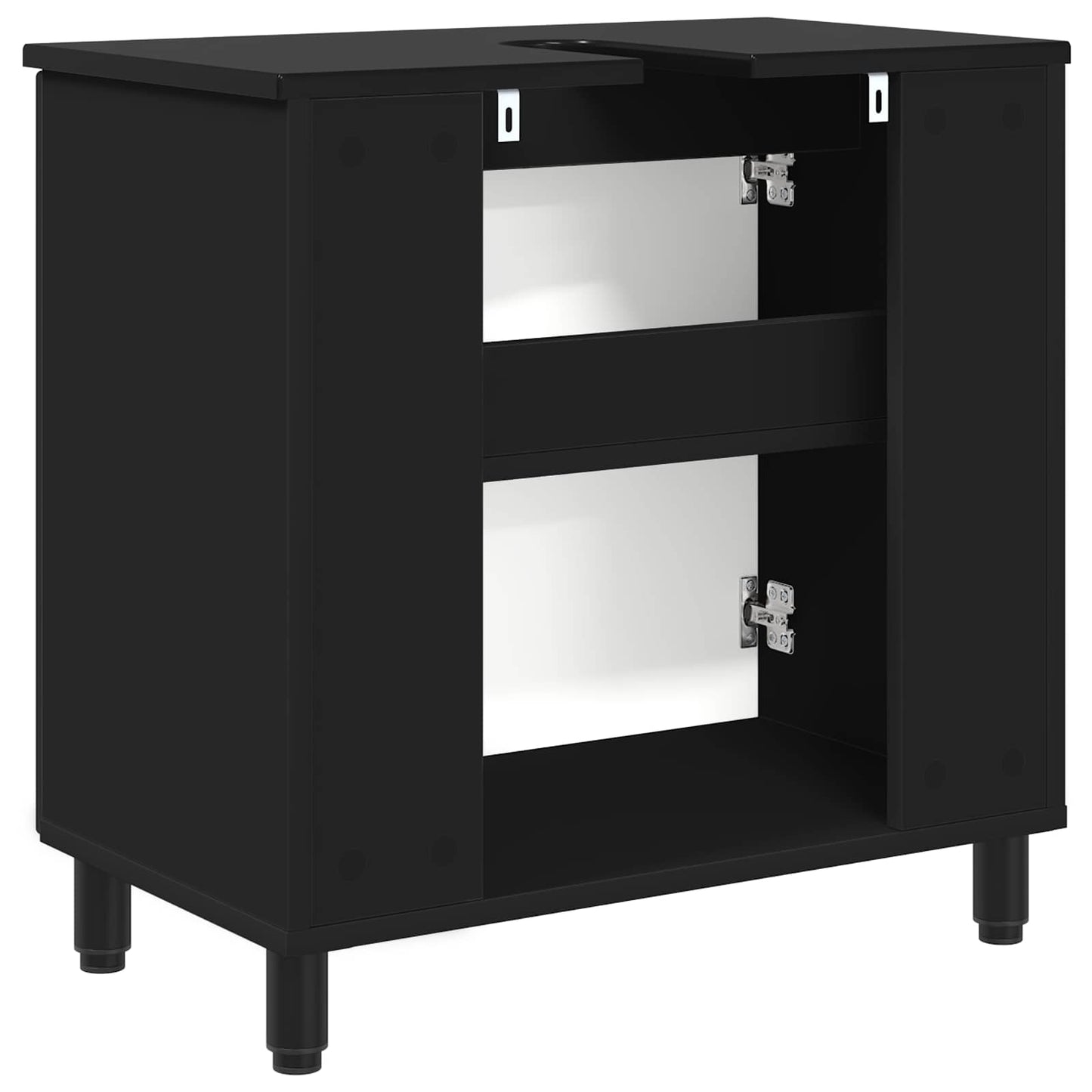 Mobiletto da bagno Nero 60 x 35 x 60 cm Legno ingegnerizzato | homemem39