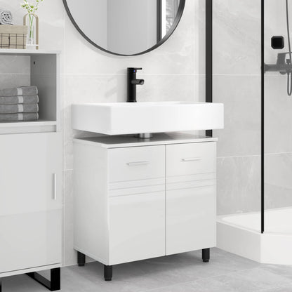 Mobiletto da bagno Bianco Lucido 60 x 35 x 60 cm | homemem39