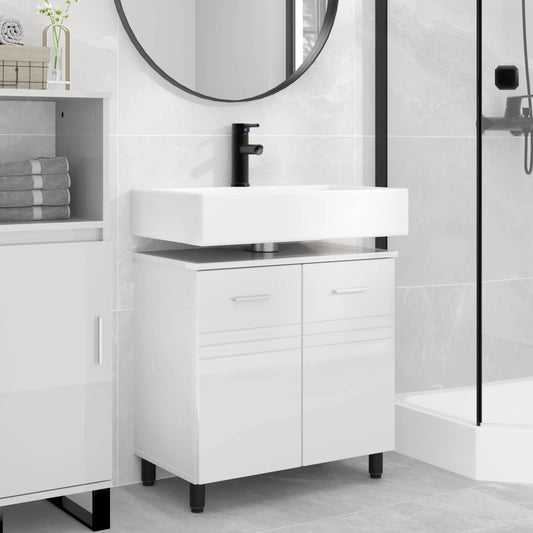 Mobiletto da bagno Bianco Lucido 60 x 35 x 60 cm | homemem39