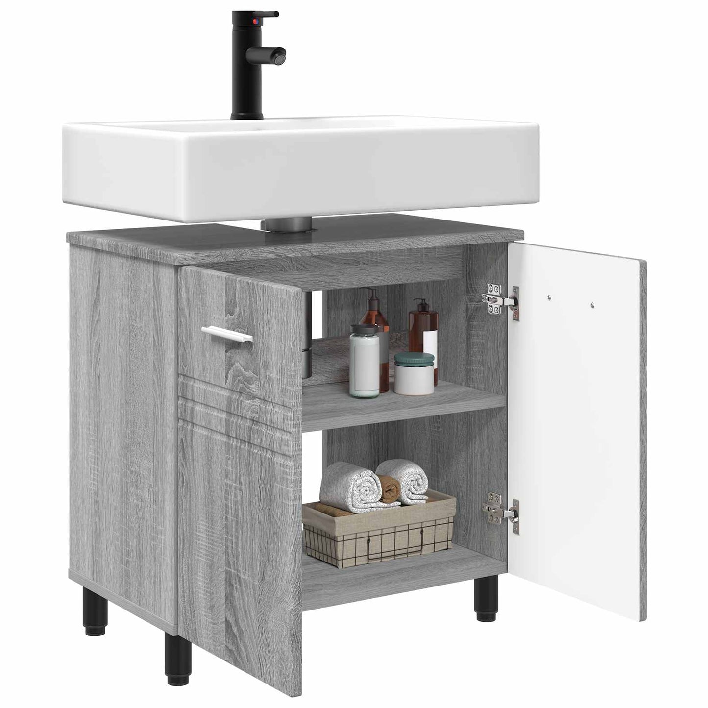 Mobiletto da bagno Sonoma grigio 60 x 35 x 60 cm | homemem39