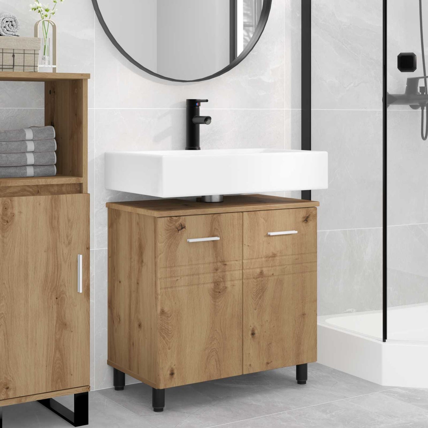 Mobiletto da bagno Rovere Artigianale 60 x 35 x 60 cm | homemem39
